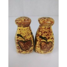 Tan Brown Ceramic with apples salt and pepper shakers 4&quot; - £3.85 GBP