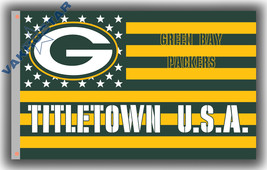 Green Bay Packers Football Team Star&Strip Flag 90x150cm3x5ft Titletown U.S.A. - $14.95