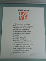 Robert Indiana &quot;Love Poem - Tiger Music&quot; Serigraph Hand Signed &amp; Numbered !! - $420.75