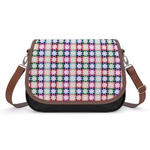 Mondxflaur Colored Grid Messenger Bag for Women PU Leather Crossbody Bag Fashion - £21.62 GBP