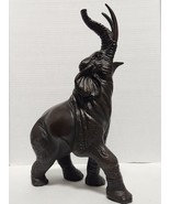 14&quot; Tall Brown Bronze Resin Flawed Trunk Up Elephant Statue Sculpture Fi... - £46.09 GBP