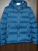 Burberry Brit Basford Men&#39;s Goose  DOWN Hood Teal Blue 2 In 1 Jacket Vest Sz XL - £538.31 GBP