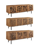 73” TV Stand Credenza Sideboard Buffet Walnut Veneer Mid-Century Sliding... - $23,133.34 MXN+