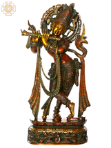 23&quot; Fluting Krishna in Tribhanga In Brass | Handmade |Made In India | Krishna Ji - £628.51 GBP