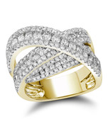 10kt Yellow Gold Womens Round Diamond Crossover Fashion Band Ring 2.00 Cttw - $3,647.41 CAD
