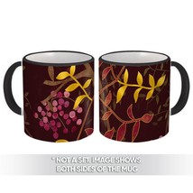 Berries Leaves : Gift Mug Rowan Plants Fall Thanksgiving Pattern Ash Wall Decor  - £12.70 GBP