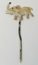 Stick Pin Elephant Stamped Metal White Black Eyes Antique  - $15.15