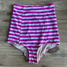 Kortni Jeane Women&#39;s XS Pink White Striped Bikini High-Rise Bottoms - £22.38 GBP