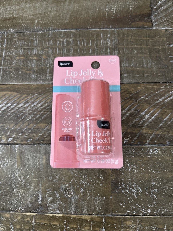 B.Pure Lip Jelly &amp; Cheek Tint~Coral~Hyaluronic Acid~Buildable Color~ New - $8.79