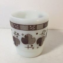 Milk Glass Mug Shamrock Atomic Leaf Cup Brown Vintage Anchor Hocking Sta... - £11.68 GBP