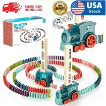 Kids Electric Domino Train Car Sound &amp;Light Automatic Laying Dominoes Brick Toy - £28.24 GBP