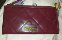 JOY &amp; IMAN Women’s Luxe Quilted Wallet Plum Clutch Wristlet Wallet - £9.69 GBP