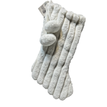 Hobby Lobby 2023 White Ribbed Soft Faux Fur Christmas Stocking with Tag 18&quot; - $13.25
