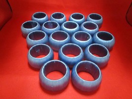 NAPKIN RINGS set of 17, silk blue, 2 x 1&quot; - £23.37 GBP