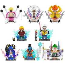 8Pcs One Piece Minifigures Doflamingo Kaido Law Jinbe Nika Luffy Zoro Mini Block - £22.56 GBP