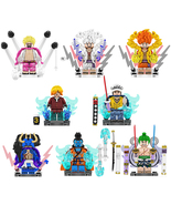 8Pcs One Piece Minifigures Doflamingo Kaido Law Jinbe Nika Luffy Zoro Mini Block - £22.77 GBP