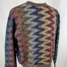 Jhane Barnes Sweater XL Pullover Wool Blend Multi Color Optical Art Desi... - $64.99