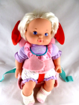Vintage Baby Alive Check Up 1993 Kenner 14&quot;Doll in baby carrier front back pack - £16.32 GBP