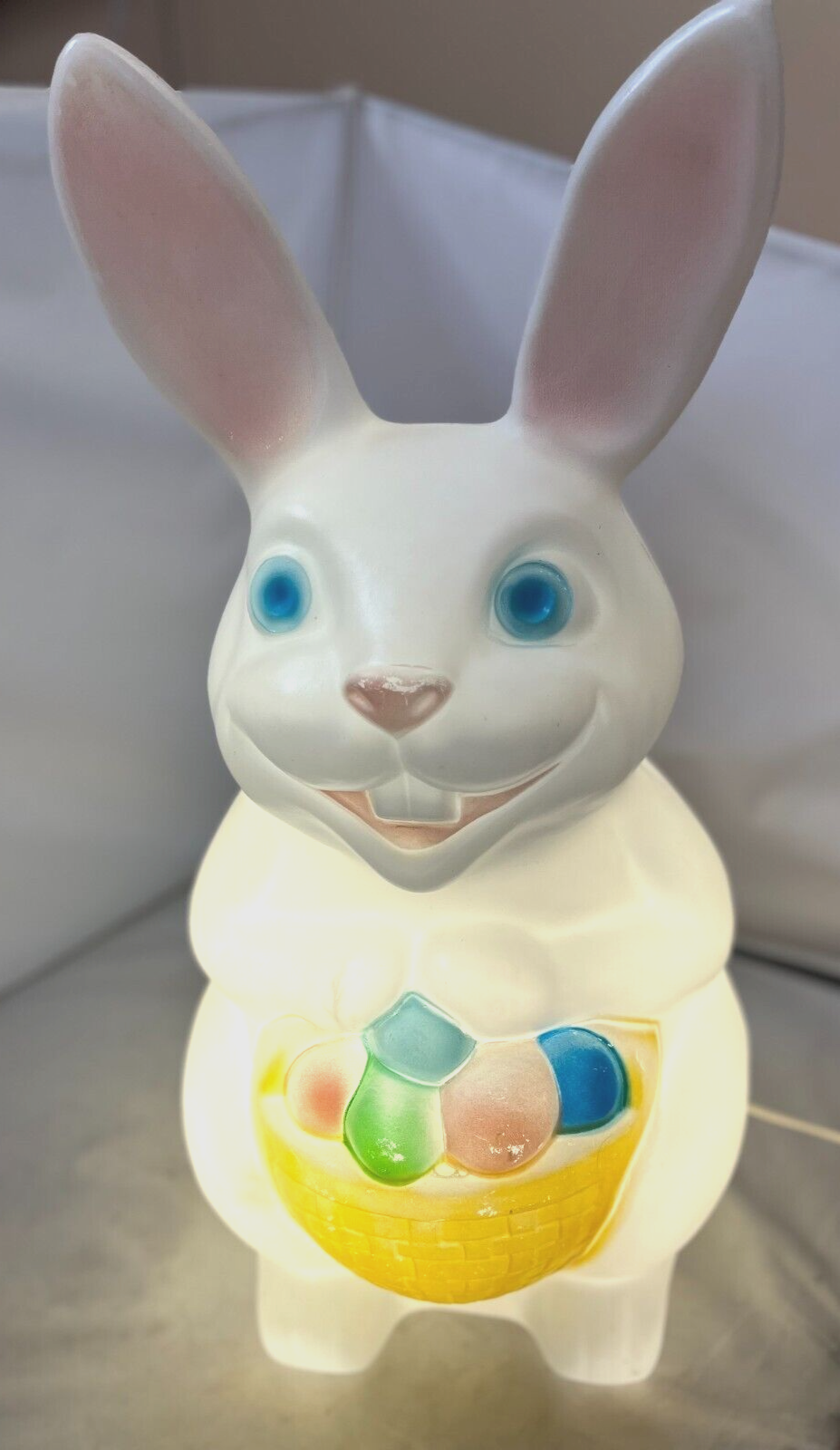 Primary image for Vintage Easter Bunny Rabbit Blow Mold Basket Eggs 22” Empire Blow Mold Good Cond