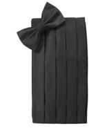 Black 100% Silk Faille Cummerbund and Pre Tied Bow Set - $2,237.78 MXN