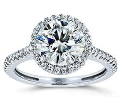 2.16K Round Brilliant Moissanite Halo Engagement Ring  In 14k Gold - £487.19 GBP
