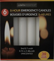 Emergency White Wax Candles 5”H X 0.75”D 5 Hours Unscented 6/Pk 30 Total Hours - £2.72 GBP