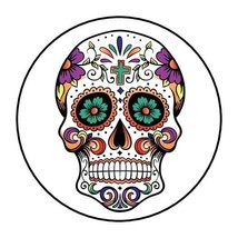 30 Sugar Skull Envelope Seals Labels Stickers 1.5&quot; Round - £5.94 GBP