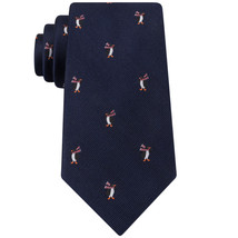 TOMMY HILFIGER Navy Blue Penguin Club Scarf Silk Twill Christmas Winter Tie - $24.99