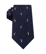 TOMMY HILFIGER Navy Blue Penguin Club Scarf Silk Twill Christmas Winter Tie - £19.65 GBP