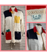 Vintage Capriccio Farbblock Übergröße Jacke Damen XS Leinen Schulterpolster - $783.91 MXN