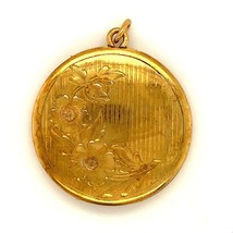 Antique Gold Filled Signed RBM Since 1874 Victorian Floral Carved Locket Pendant - $64.35