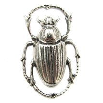 EleganceWithFlair -1- Antique Silver Finish Scarab Beetle Bug brass findings Sta - $6.00