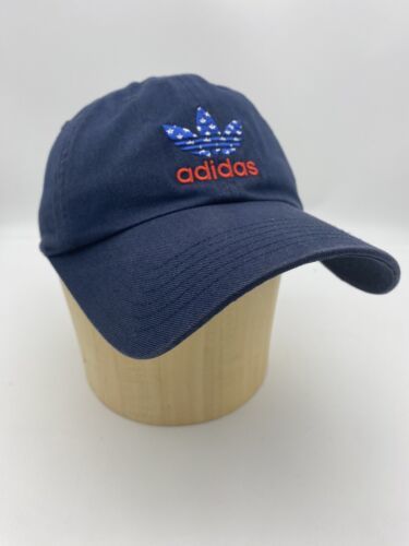 ADIDAS HAT american flag usa navy blue red white stars relaxed-fit dad c... - $10.00