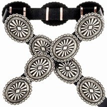 Native American Navajo Traditional Santa Fe Style Silver Concho Belt, J Mc Cray - £442.37 GBP