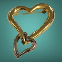 Vintage Two Tone Heart Pin Brooch - $19.00