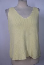 NWT Gilli M Yellow Rib Knit Cotton Blend V-Neck Tank Top Sweater - £22.74 GBP