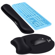 Keyboard Mouse Pad Wrist Rest And Rechargable Mouse Combo For Computer, Office,  - £36.95 GBP