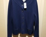 Charter Club Women&#39;s Size XL Blue Cardigan Cotton Blend Sweater Buttons ... - $28.71