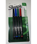 Sharpie, Stylo Pen, 4 Pack, Assorted Ink, Fine Point, Brand New - £9.10 GBP