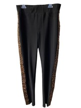 Joseph Ribkoff Size 6 Pull On Pants Black with Tiger Print Sides Stretch - £17.37 GBP