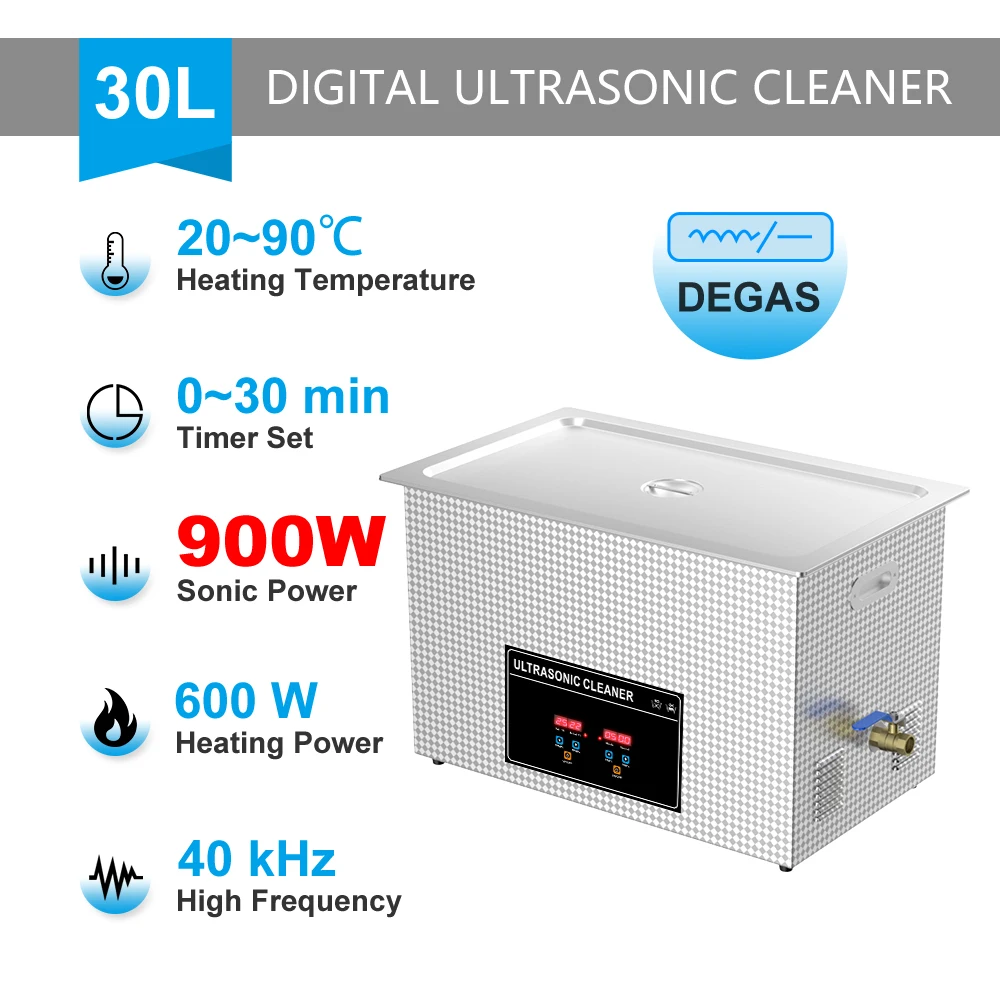 30L 600W/660W/720W/780W/840W/900W Ultrasonic Cleaner With Basket Portable - £326.68 GBP+