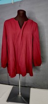 Women’s Chicos Blouse Sz 3 Burgundy 3/4 Sleeve V-Neck Tunic Rayon Blend ... - £15.65 GBP