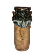Hand Thrown Artisan Vase Blue &amp; Black Drip Glaze 9” Signed Studio Potter... - €44,20 EUR