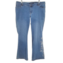 Avenue Womens Jeans Size 14 Straight Leg Embroidery on Left 38x29 - £9.39 GBP