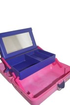 Vintage Caboodles 2-Tier Makeup Train Case Mirror Pink Purple Pageant 26... - $28.06