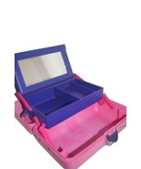 Vintage Caboodles 2-Tier Makeup Train Case Mirror Pink Purple Pageant 2620 12"