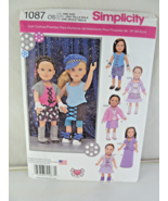Simplicity Pattern 1087 AMERICAN GIRL MY LIFE BATTAT DOLL CLOTHES 18 &quot; u... - $8.01 CAD