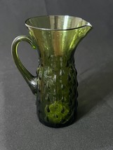 Vintage Green Glass Emopli Teardrop Pitcher with Applied Handle - £5.49 GBP