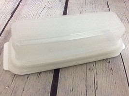 2 Butter Keeper Trays White Dish Set Clear Lid Airtight 2&quot;x3&quot;x7&quot; FREE SHIPPING - $19.34