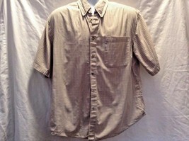 Columbia Mens L Tan Brown Shirt Button Up Checks Checkered Short Sleeve - £9.30 GBP